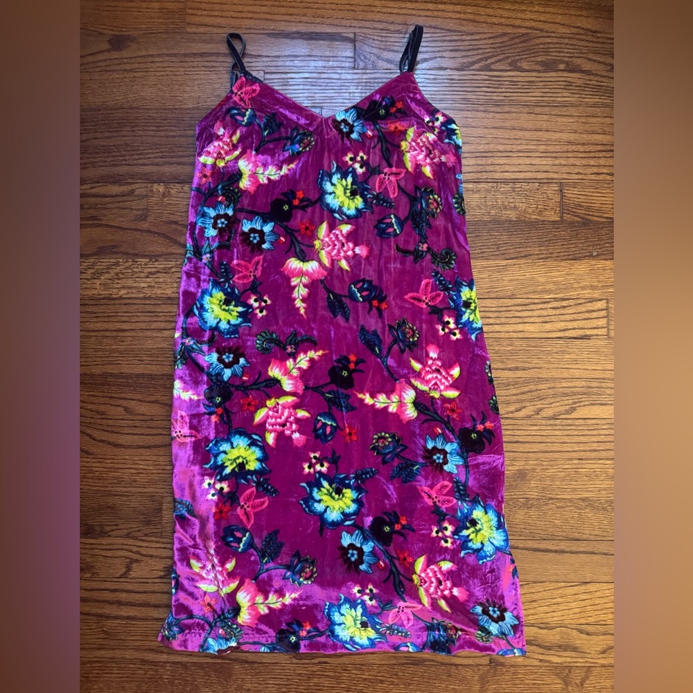 Anthropologie Vibrant Floral Velvet Dress